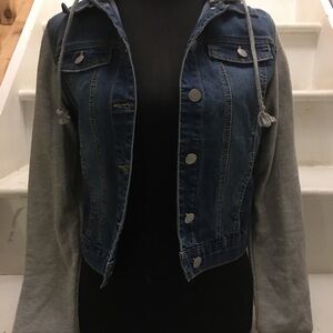Brand New Love Tree Blue Denim Jacket with Gray Sleeves